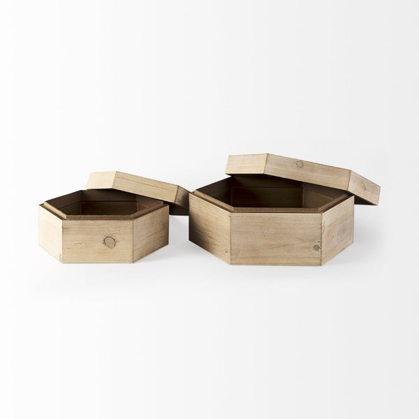 Mercana Elyse Hexagonal Decorative Storage Boxes – Rustic Charm for Coastal and Farmhouse Interiors 68540