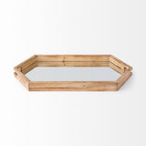 Mercana Durden 29L x 16W Natural Wood Mirrored Hexagonal Tray 68539