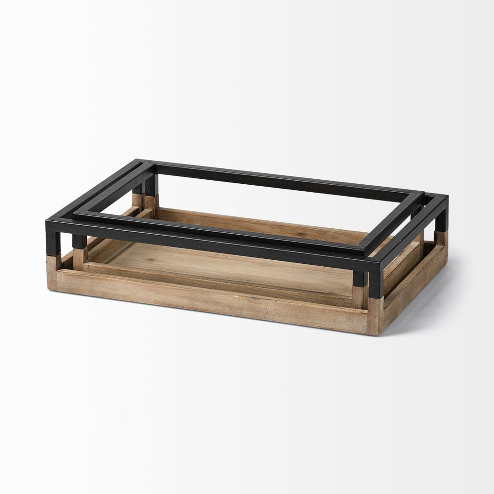 Mercana Ross Elegant Nesting Trays with Matte Black Metal Accents for Stylish Home Décor and Functionality 68647