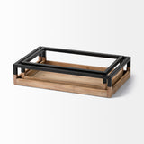 Mercana Ross Set of 2 Natural Wood W/ Black Metal Nesting Trays 68647