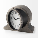 Mercana Camden Gray Distressed Metal Porthole Table Clock 68521