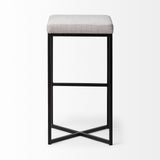 Mercana Frodo 29.75" Seat Height White Fabric Seat Black Metal Base Stool White Fabric | Black Metal | Bar Metal 68445