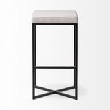 Mercana Frodo 29.75" Seat Height White Fabric Seat Black Metal Base Stool White Fabric | Black Metal | Bar Metal 68445