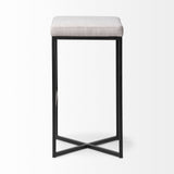 Mercana Frodo 29.75" Seat Height White Fabric Seat Black Metal Base Stool White Fabric | Black Metal | Bar Metal 68445