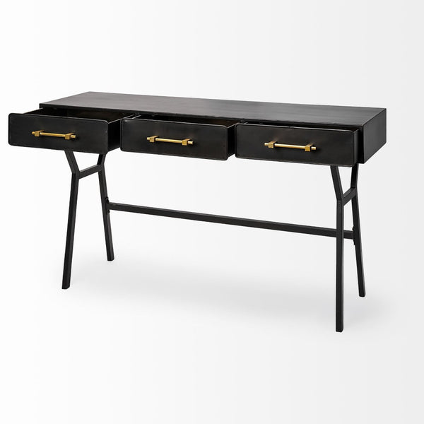 Mercana Vince Modern Glam 3-Drawer Writing Desk with Luxe Accents for Stylish Home Office Organization 68443