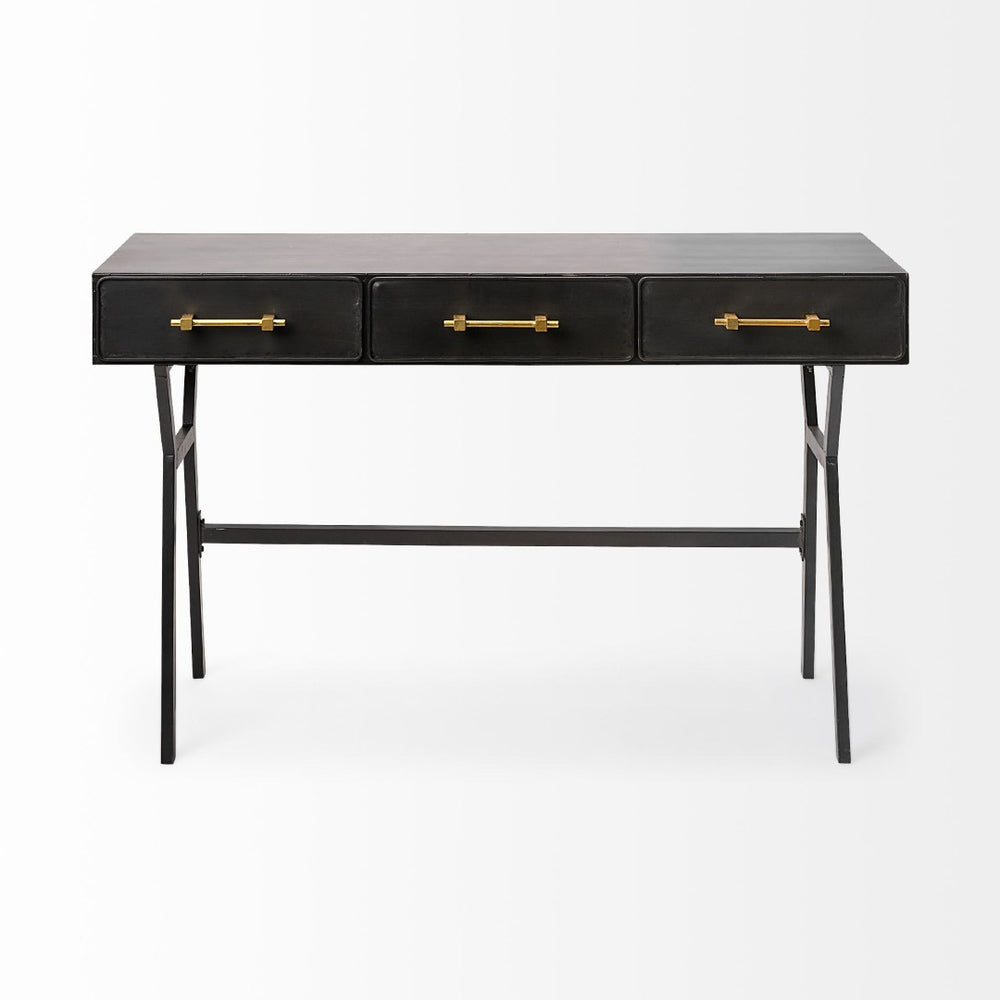 Mercana Vince Modern Glam 3-Drawer Writing Desk with Luxe Accents for Stylish Home Office Organization 68443