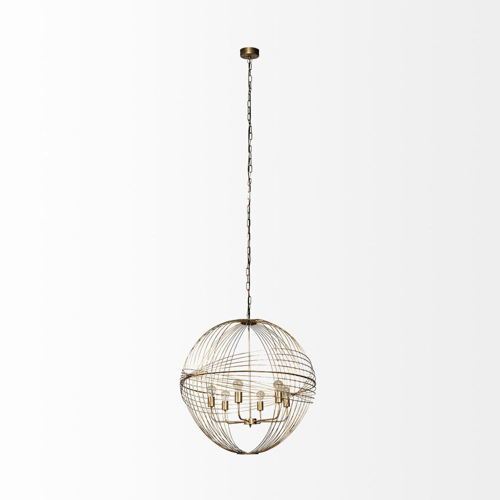 Mercana Chiron II Six-Bulb Globe Chandelier - Modern Vintage Design for Stylish Home Illumination 68430