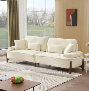 English Elm 103 Luxurious Cloud Velvet Sofa with High-Elastic Sponge Cushion, Deep-Seated Comfort for Living Spaces Beige W2290S00008