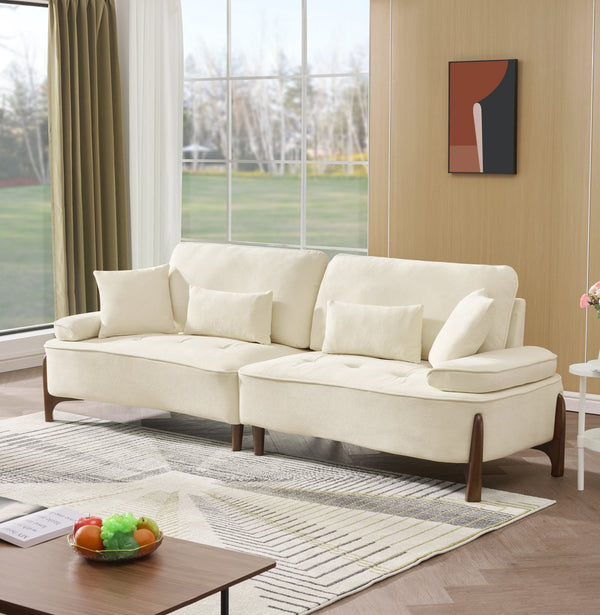 English Elm 103 Luxurious Cloud Velvet Sofa with High-Elastic Sponge Cushion, Deep-Seated Comfort for Living Spaces Beige W2290S00008