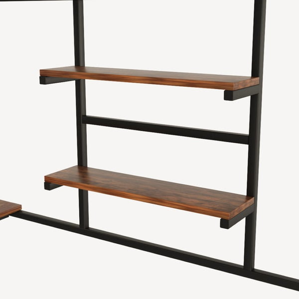 English Elm Black Metal Loft Bed with Built-in Desk Rgb Led Lighting and Charging Station Black W1671S00006