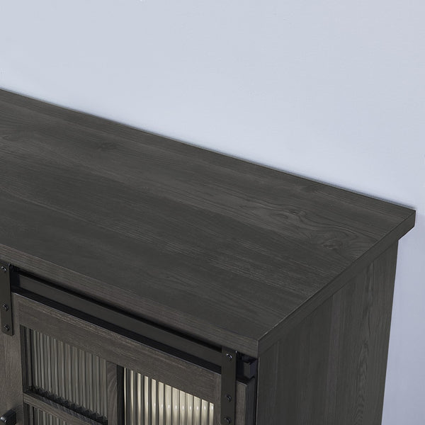 English Elm Multipurpose Sliding Door TV Stand with Built-In 1400W Electric Fireplace, Storage & Cable Management 65" Charcoal grey W1758S00018