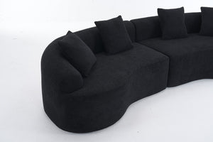 English Elm Compression Compression Sponge Sofa Curved Modular Sectional with 30D High-Density Chenille Sleeper for Cozy Apartment Living Room Comfort and Safe Rounded Design Black W2231S00041