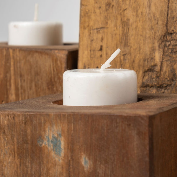 Mercana Cassius Rustic Nine Block Tealight Candle Holder - Handcrafted Wooden Accent for Any Interior Style 68453