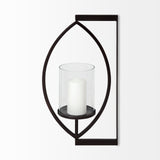 Mercana Drax 22"H Black Metal Wall Candle Holder 68417