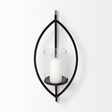 Mercana Drax 22"H Black Metal Wall Candle Holder 68417