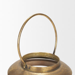 Mercana Andy I Tall Cylindrical Lantern – Rustic Farmhouse Candle Holder with Antique Brass Accents Natural Wood | 26H 68442