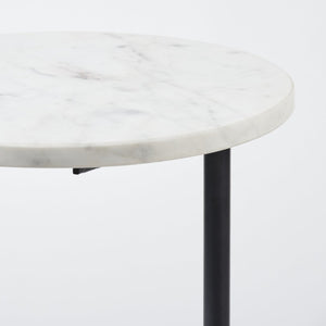 Mercana Ballatine Modern Round Accent Table with Luxurious Stone Top and Sturdy Iron Base for Stylish Spaces 68487
