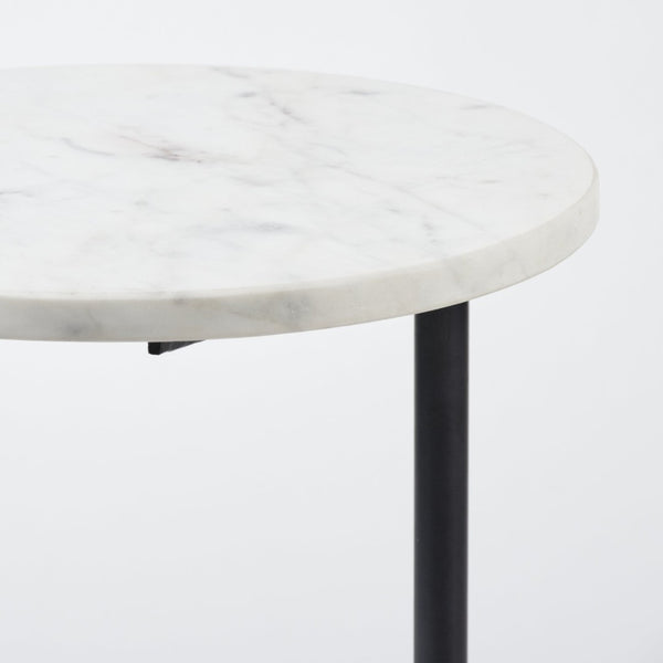Mercana Ballatine Modern Round Accent Table with Luxurious Stone Top and Sturdy Iron Base for Stylish Spaces 68487