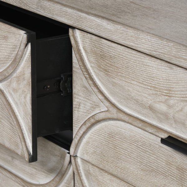 Mercana Giselle II Elegant 9-Drawer Sideboard with Geometric Design for Modern Glam and Farmhouse Spaces 68533