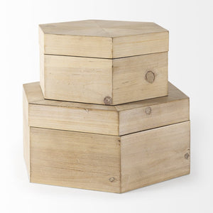 Mercana Elyse Hexagonal Decorative Storage Boxes – Rustic Charm for Coastal and Farmhouse Interiors 68540