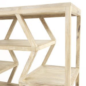 Mercana Dayton Console Table - Multi-Level Geometric Design, Solid Wood Construction for Stylish Storage & Display 68501