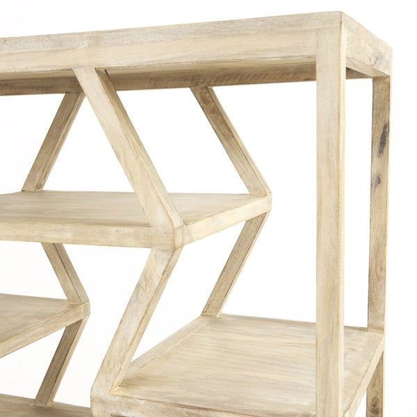 Mercana Dayton Console Table - Multi-Level Geometric Design, Solid Wood Construction for Stylish Storage & Display 68501