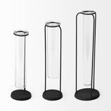 Mercana Beeker Set Of Three Black Metal Test Tube Style Vases  68600