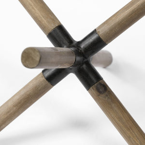 Mercana Stuhrling Jack-Shaped Accent Decor - Rustic Coastal Charm with Whitewashed Finish & Metal Detail Brown Wood | 6H 68641