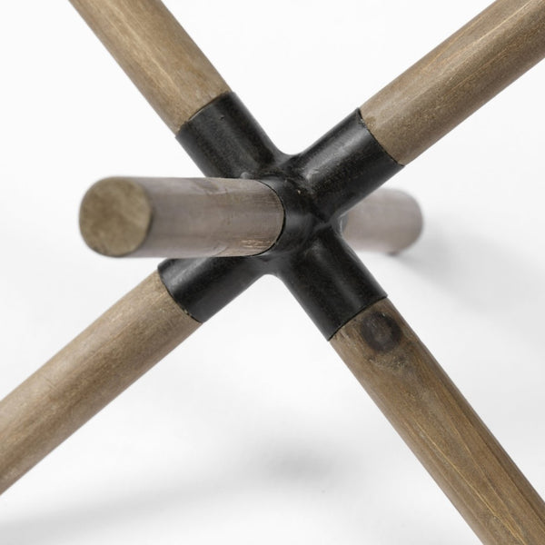 Mercana Stuhrling Jack-Shaped Accent Decor - Rustic Coastal Charm with Whitewashed Finish & Metal Detail Brown Wood | 6H 68641