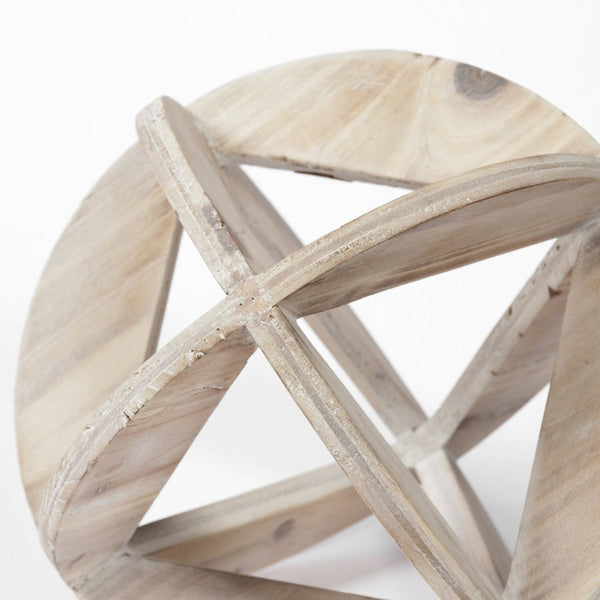 Mercana Bellatrix I Handcrafted Wooden Sphere - Rustic Decor for Coastal & Farmhouse Home Interiors Natural Wood | 7H 68644