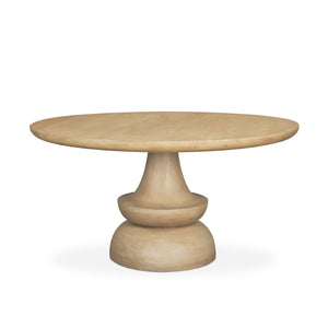 Mercana Crossman Solid Mango Wood Dining Table with Sculptural Pedestal Base for Elegant Gatherings 60" Blonde Wood Top | Blonde Wood Base 68518-AB