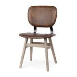 Haden I Brown Leather Wrap Brown Solid Wood and Iron Base Dining Chair