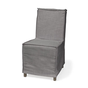 Mercana Elbert Chic Grey Upholstered Dining Chairs with Brown Wooden Base for Modern Farmhouse Style Gray Fabric | Side Chair 68189