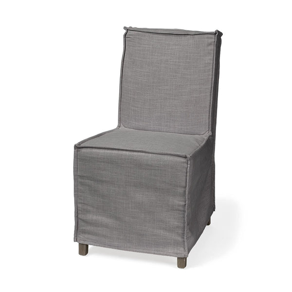 Mercana Elbert Chic Grey Upholstered Dining Chairs with Brown Wooden Base for Modern Farmhouse Style Gray Fabric | Side Chair 68189