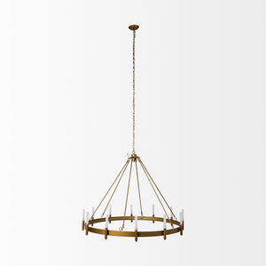 Mercana Decamp I Wagon-Wheel Chandelier: Modern Elegance with Twelve Frosted Glass Tubes for Stunning Illumination Gold Metal 68595