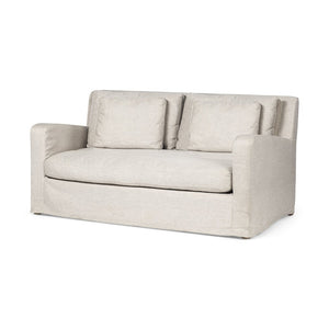 Mercana Denly Elegant Two-Seater Slipcovered Sofa with Deep Cushions for Modern Living Room Comfort Beige 68701