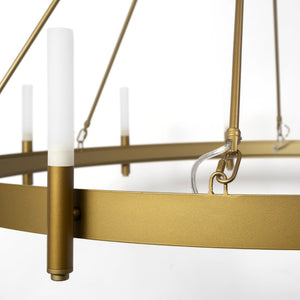 Mercana Decamp I Wagon-Wheel Chandelier: Modern Elegance with Twelve Frosted Glass Tubes for Stunning Illumination Gold Metal 68595