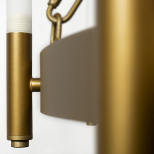 Mercana Decamp I Wagon-Wheel Chandelier: Modern Elegance with Twelve Frosted Glass Tubes for Stunning Illumination Gold Metal 68595