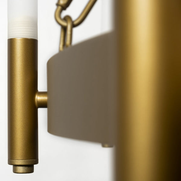 Mercana Decamp I Wagon-Wheel Chandelier: Modern Elegance with Twelve Frosted Glass Tubes for Stunning Illumination Gold Metal 68595