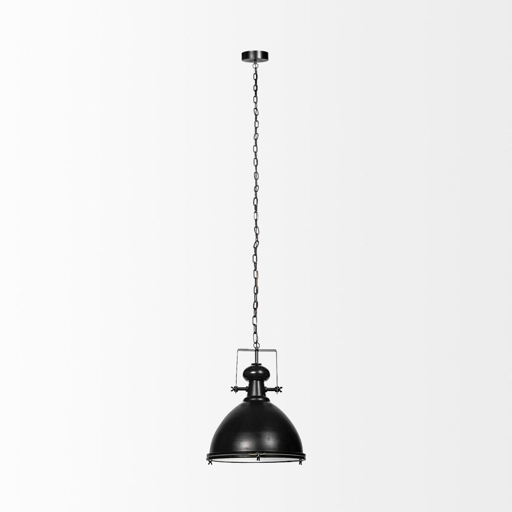Mercana Bashaw I Elegant Metal Dome Pendant Light – Vintage-Industrial Design for Modern Farmhouse Spaces Black Metal 68475