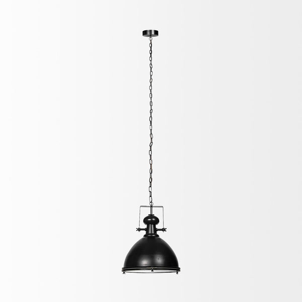 Mercana Bashaw I Elegant Metal Dome Pendant Light – Vintage-Industrial Design for Modern Farmhouse Spaces Black Metal 68475