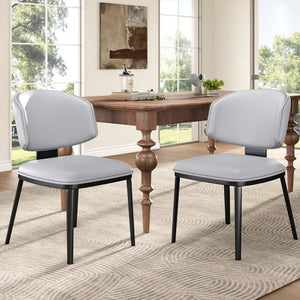 English Elm Christopher Knight Home® - PU PU Leather Upholstered Dining Chair with Crescent Back and Metal Legs, Easy-Clean Chic Design Black+ Gray N768P263098G