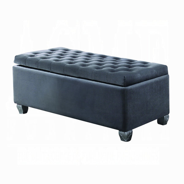 English Elm Rebekah Velvet Storage Bench Gray — Button-Tufted Backless Upholstered Seat, Eucalyptus Frame, 300lb Capacity B2726P345221