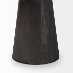 Mercana Maxwell Elegant Round Dining Table in Solid Mango Wood with Charcoal Pedestal for Modern Spaces 54" Brown Wood Top | Brown Wood/Metal Base 67849-AB