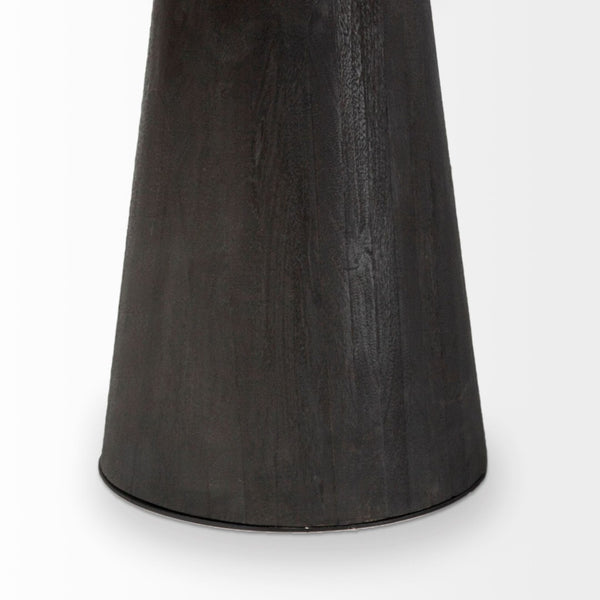 Mercana Maxwell Elegant Round Dining Table in Solid Mango Wood with Charcoal Pedestal for Modern Spaces 54" Brown Wood Top | Brown Wood/Metal Base 67849-AB