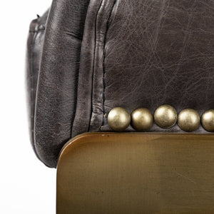 Mercana Hollyfield Modern Luxe Stool with Cushioned Seat and Stylish Metal Base for Kitchen or Bar Use Black Leather | Antiqued Gold  Metal | Counter 67079