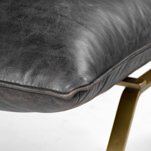 Mercana Flavelle I Stylish Brown Leather Accent Chair with Solid Iron Base for Modern Home Comfort & Elegance Black Leather | Gold Iron 68576