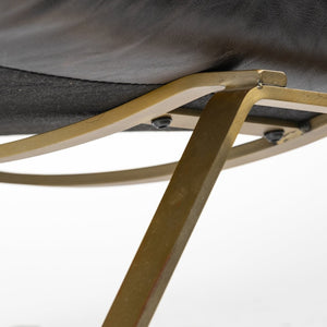 Mercana Flavelle I Stylish Brown Leather Accent Chair with Solid Iron Base for Modern Home Comfort & Elegance Black Leather | Gold Iron 68576