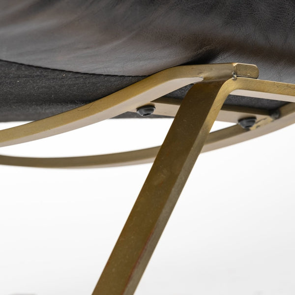 Mercana Flavelle I Stylish Brown Leather Accent Chair with Solid Iron Base for Modern Home Comfort & Elegance Black Leather | Gold Iron 68576