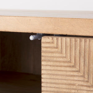 Mercana Cairo 78-Inch Four-Door Sideboard with Elegant Carved Design and Sturdy Iron Frame for Storage 68514